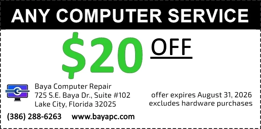 $20 OFF ANY COMPUTER SERVICE 20 dollars off coupon